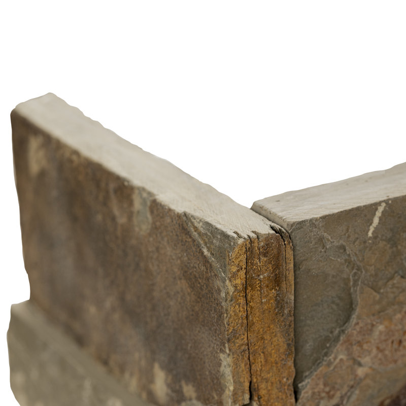 Stonecrest 9 in. x 18 in. Split Face Natural Stone Ledger Corner Wall Tile, Sierra Gold