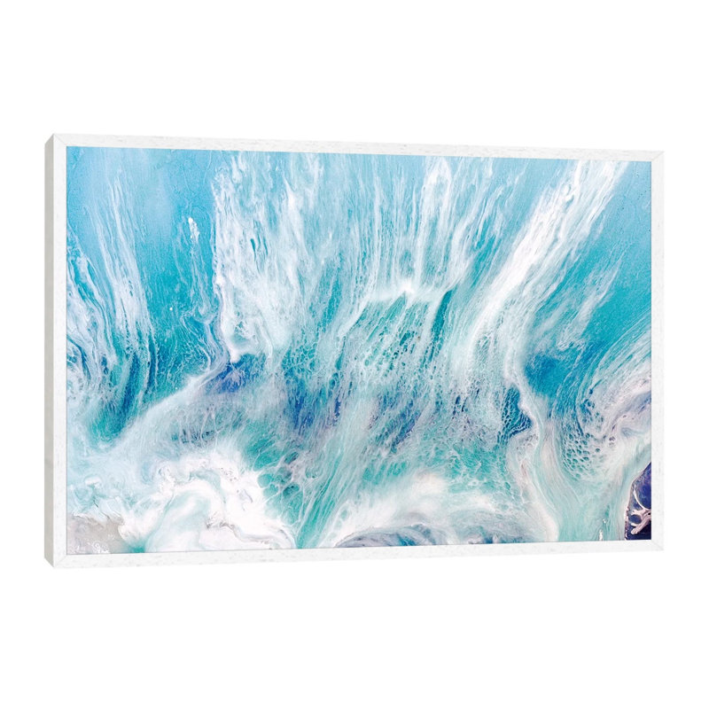 Laguna Soft Seafoam by Antuanelle - Floater Frame Painting on Canvas, 101.6 cm H x 66.04 cm W, White Framed