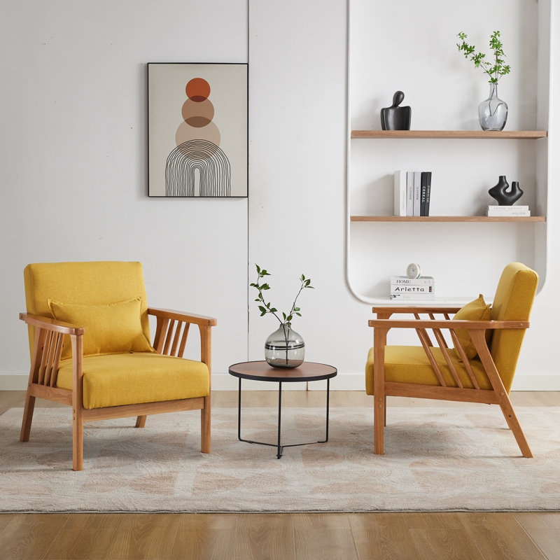 Raeliegh Upholstered Armchair, Yellow Linen
