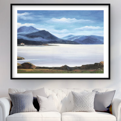 «Scottish Highlands Print» - décor encadré mat bleu côtier
