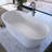 63" Solid Surface Freestanding Soaking Bathtub in Matte White
