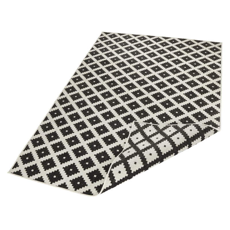 Nizza Flatweave Black/Cream Rug, Rectangular 120 x 170cm