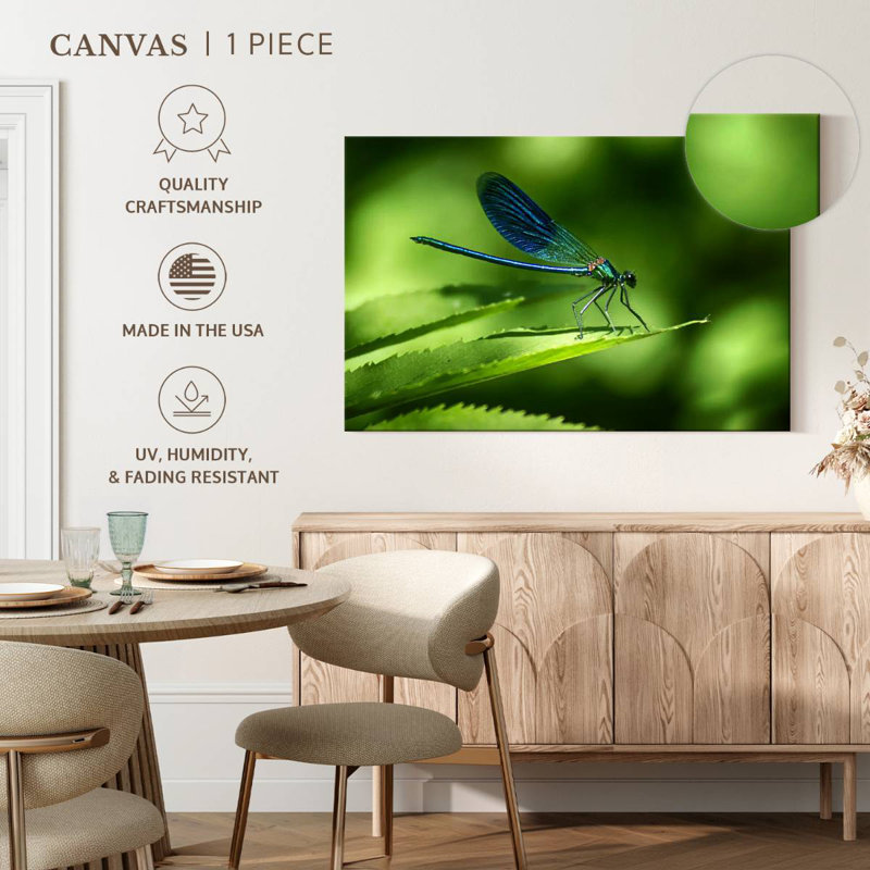 Brampt Dragonfly On A Leaf, 30" H x 45" W