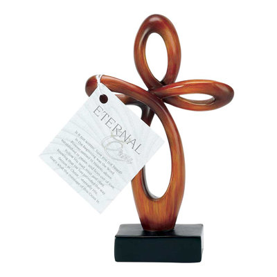 Resin Wood Eternal Cross Figurine
