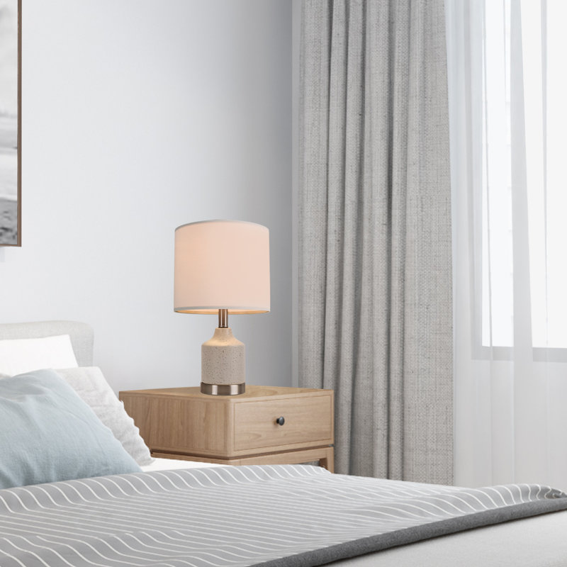 SIMPOL HOME 17.5 in. Ceramic Table Lamp with Natural White Linen Shade