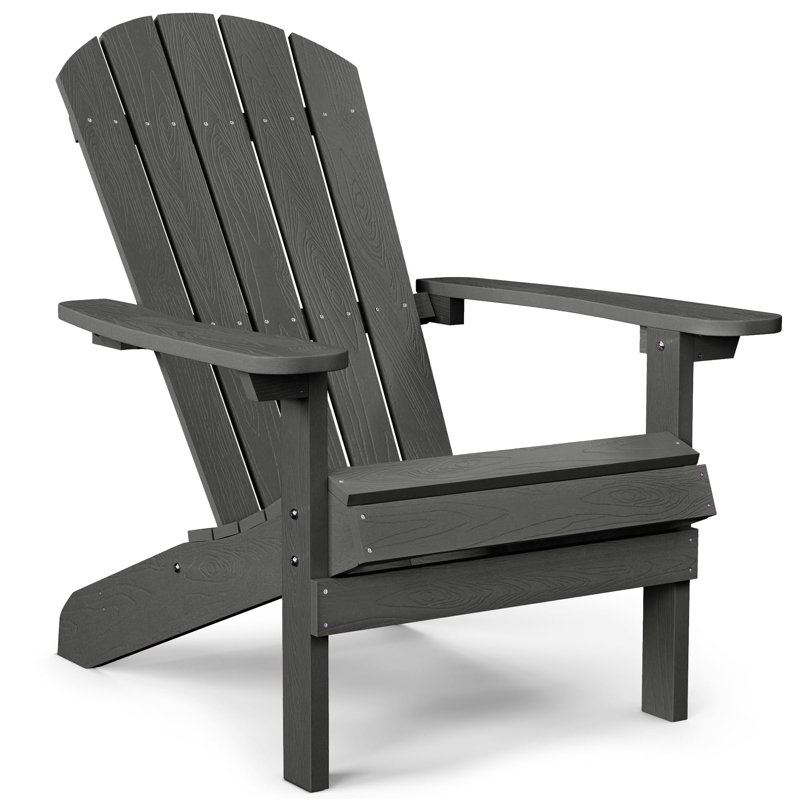 Plastic Patio Adirondack Chair, Dark Gray