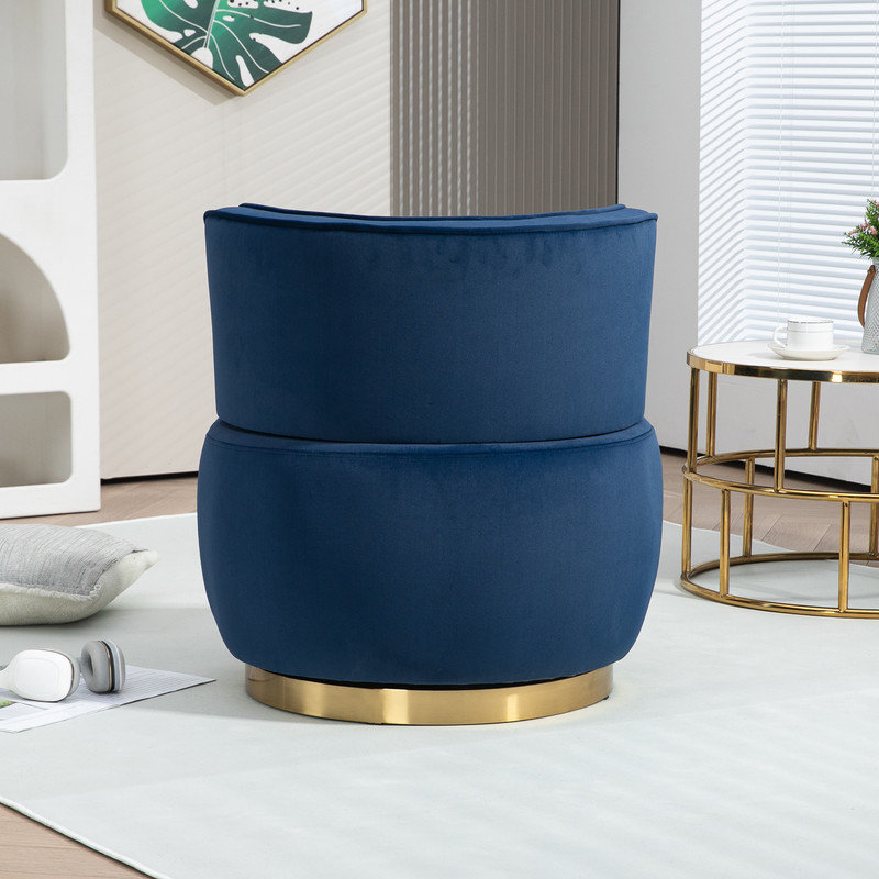 Fauteuil d'appoint pivotant à 360 degrés Cuddle Barrel, Velours bleu