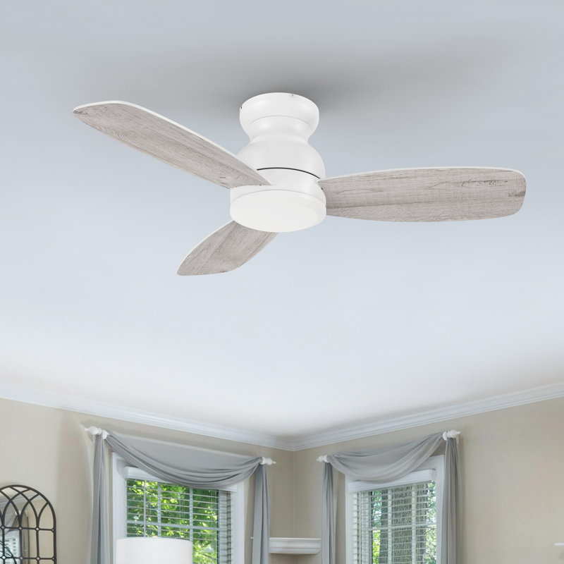 44"  3 - Blade DC Motor Ceiling Fan Remote Control, without Light, White/Gray