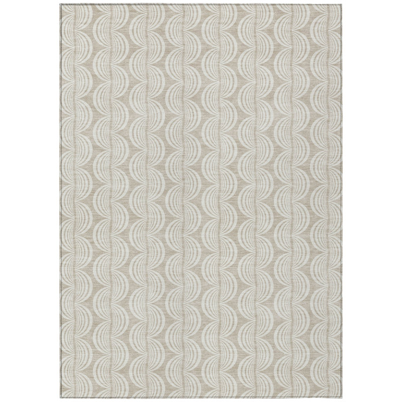 Beige Flat Woven Rectangular Synthetic Washable Rug 46" x 30"
