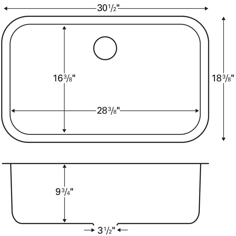 Évier de cuisine à simple cuve encastrable 30 1/2 po x 18 3/8 po Karran