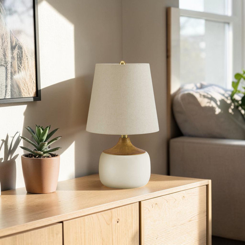 Kaden Beige Ceramic Beige Shade Table Lamp