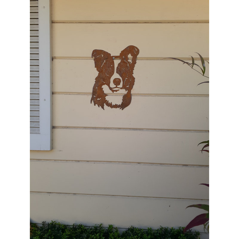 Border collie en métal