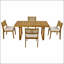 Ensemble de table de salle à manger et de chaises d'extérieur durable en bois d'acacia avec coussins épais et confortables pour une utilisation toute l'année-129435715