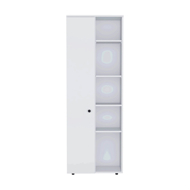 Armoire de cuisine avec cinq tablettes intérieures et extérieures, Blanc