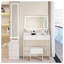 Ensemble de très grande coiffeuse à DEL avec double éclairage miroir, coiffeuse en MDF blanc et tabouret