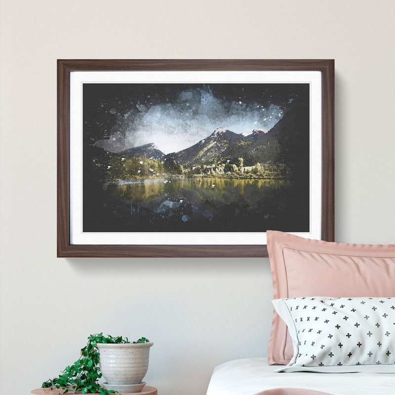 Alpine Lake in Colorado - Picture Frame Graphic Art Print, 45cm H x 63cm W x 2cm D, Walnut Framed