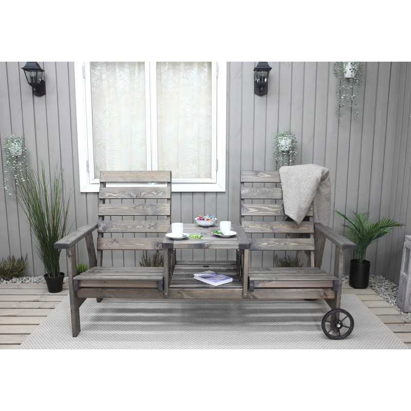 Martyna Solid Wood Pine Outdoor Bench, Ash Grey