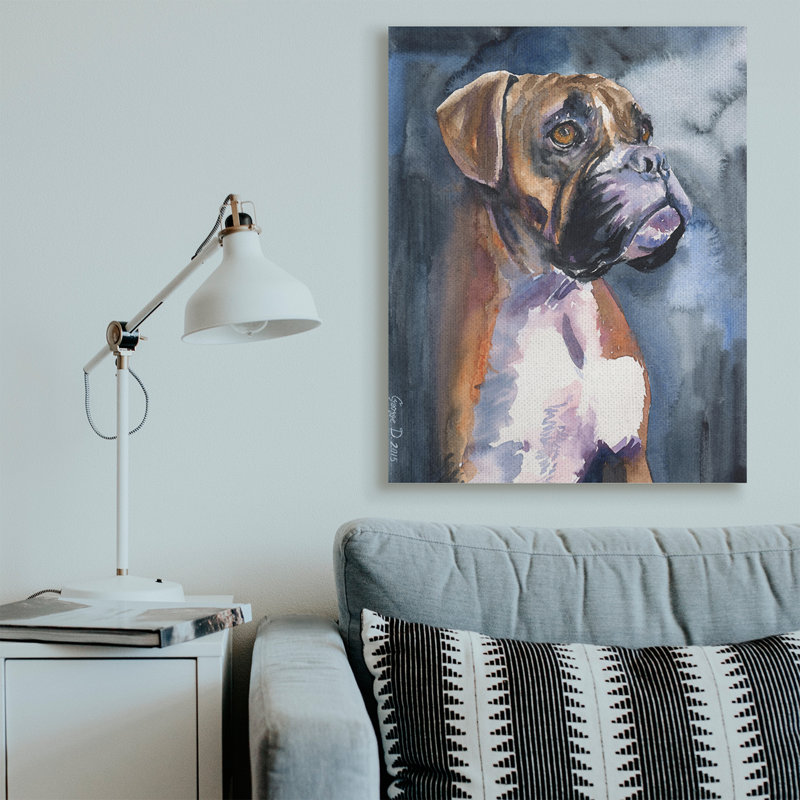 Adorable animal de compagnie Boxer, Toile tendue, H 48 po x l 36 po