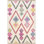 Pink Beige Themed Geometric Square Patterned Modern Decorative Machine Washable Rug