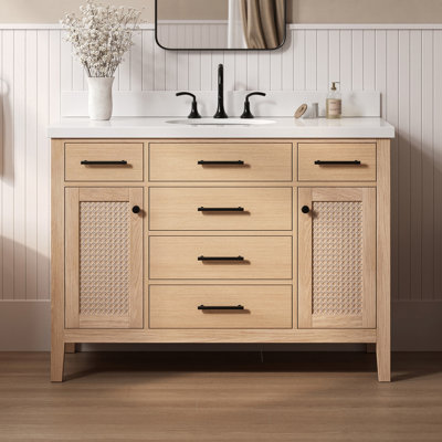 Broeder Single Sink Bathroom Vanity with Pure White Quartz Top