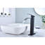 Robinet de lavabo pour salle de bain à poignée simple Waterfall Spout, noir mat, acier inoxydable avec bonde escamotable sans trop-plein