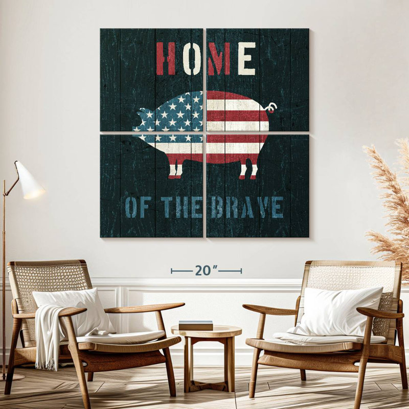 Plaque murale Kema American Farm Pig, H 57 po x l 57 po