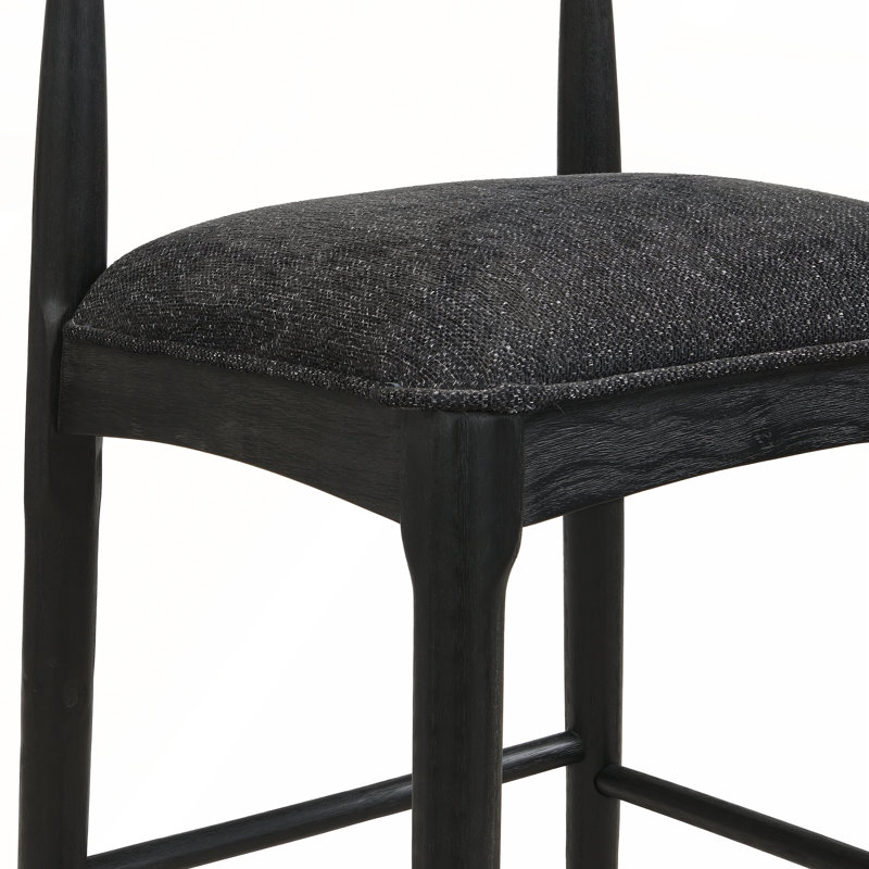Ensemble de 2 tabourets de bar en tissu noir d'inspiration Mid-Century avec dossier incurvé et siège moelleux pour une assise confortable