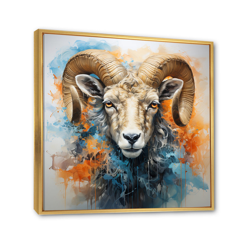 Teal Teal Sheep Transcendent Wool - Animals Wall Decor, H 36 po x l 36 po x P 1,5 po, Cadre flottant doré