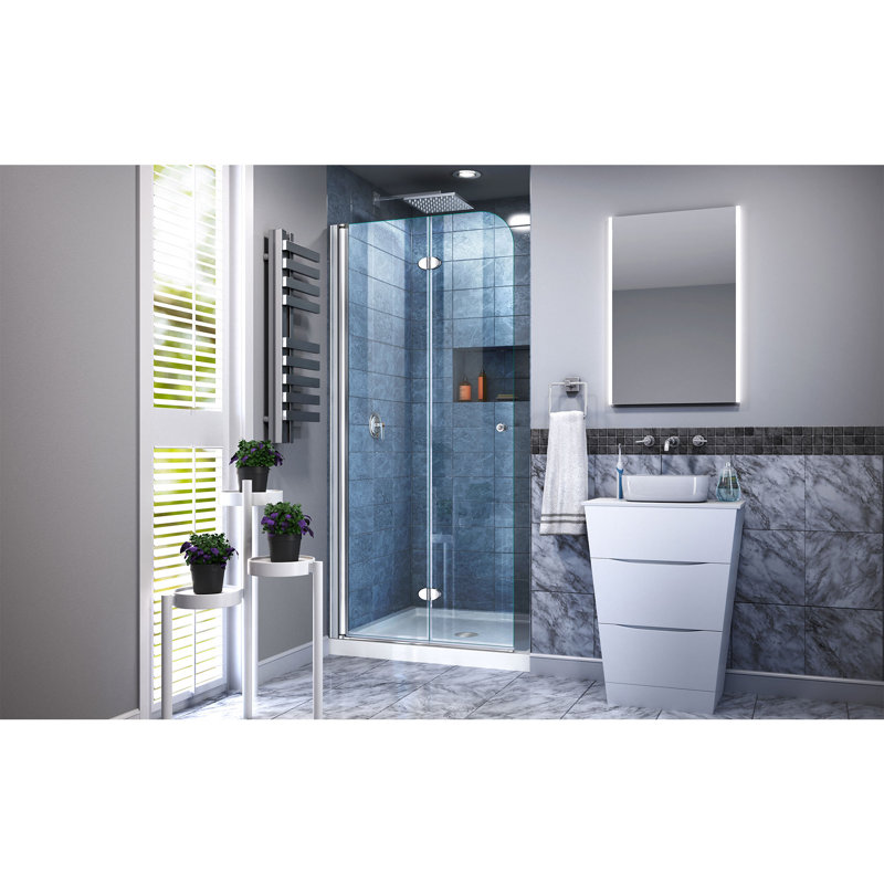 DreamLine Aqua Fold 29 1/2 inch W x 72 inch H Frameless Bi-fold Shower Door in Chrome, 29.5"