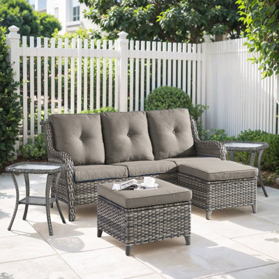 Bonia Wicker 3 - Person Patio Conversation Set with Cushions