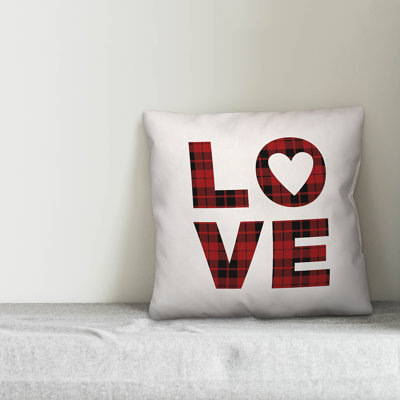  Love Plaid Throw Pillow