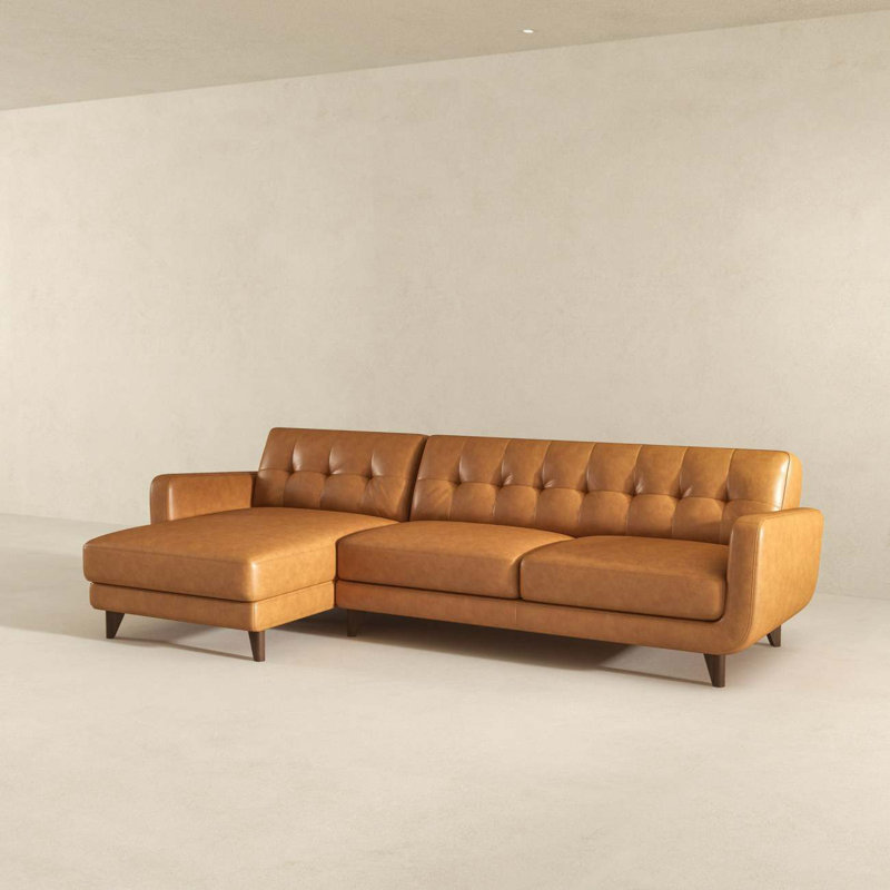Canapé modulaire en cuir brun clair Karlin, Orienté à gauche (vu de face)