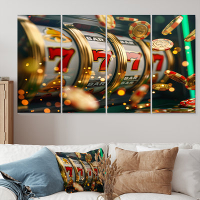 Slot Machine Jackpot Winner II - Casino & Games Canvas Wall Art Set