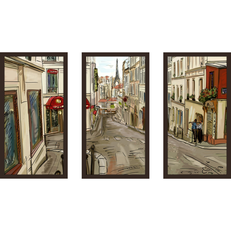 « soirée à paris », ensemble de 3 reproductions d’art encadrées, H 33,5 po x l 52,5 po x P 1 po