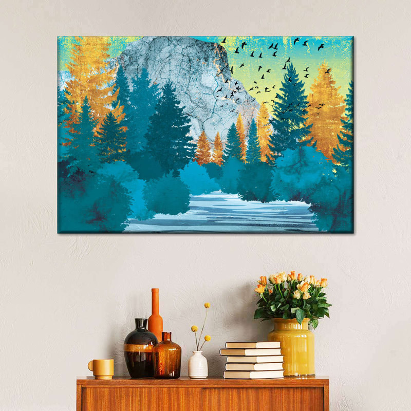" Pine Forest Landscape " by Maya Blooms, 8" H x 12" W x 1" D