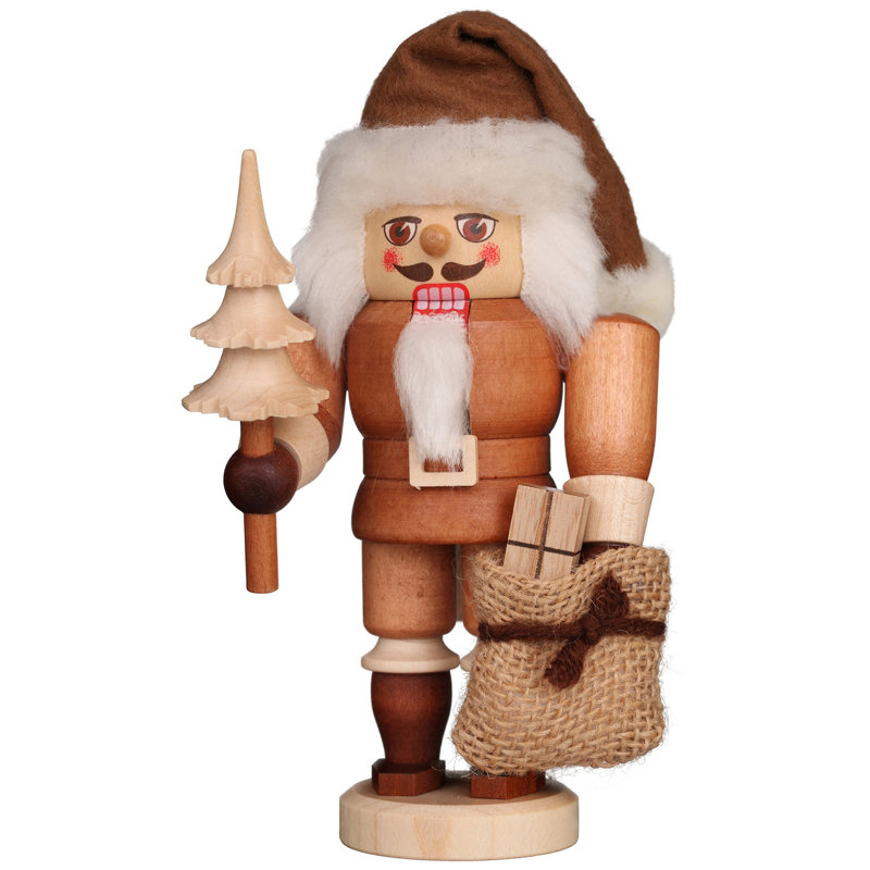 Brown Natural Wood Finish Santa Nutcracker