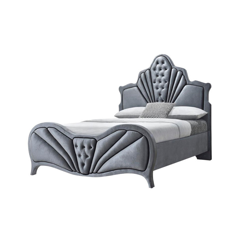 Lit en velours gris Dante
