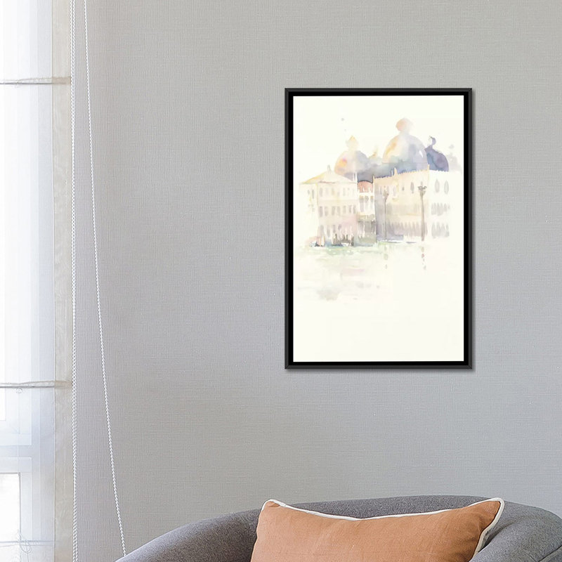 « venice evening », reproduction d’art sur toile tendue, Toile avec cadre noir, Pas de tapis, H 26 po x l 18 po x P 1,5 po