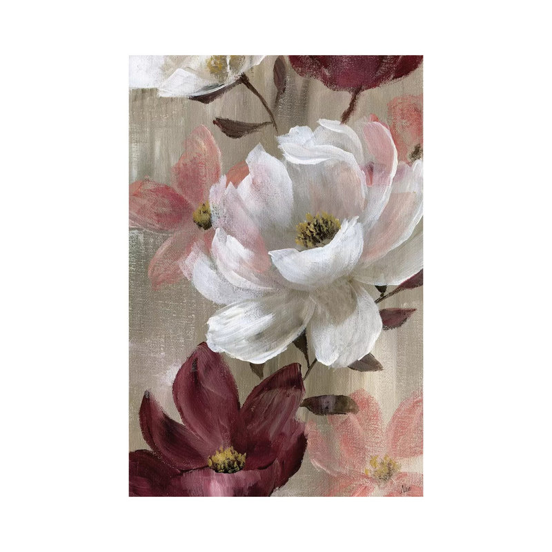 Transient Garden Reds II - Painting on Canvas, 20.32 cm H x 30.48 cm W, Wrapped Canvas