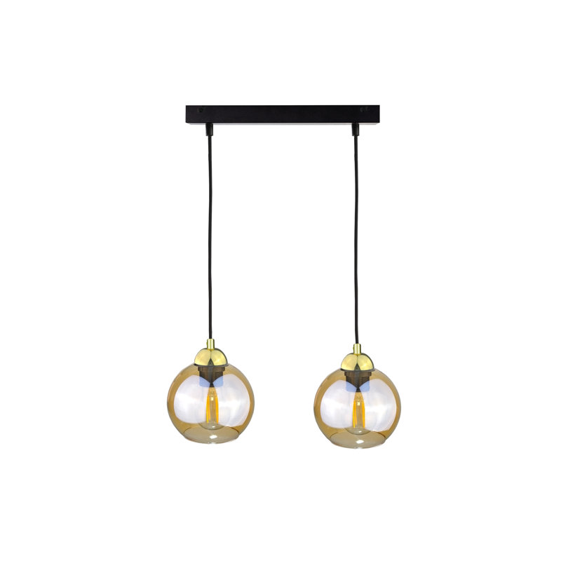 2 - Light Kitchen Island Pendant, Black/Gold