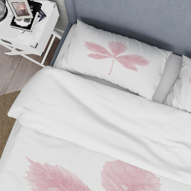 Simple feuille d'arbre rose - ensemble de housse de couette traditionnel - microfibre de polyester