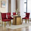 Ensemble de 2 chaises d'appoint de style Mid-Century moderne en velours rouge avec structure en bois massif et garniture cloutée