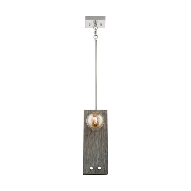 Luminaire suspendu rectangulaire unique à 2 lumières Baldhart, Nickel brossé