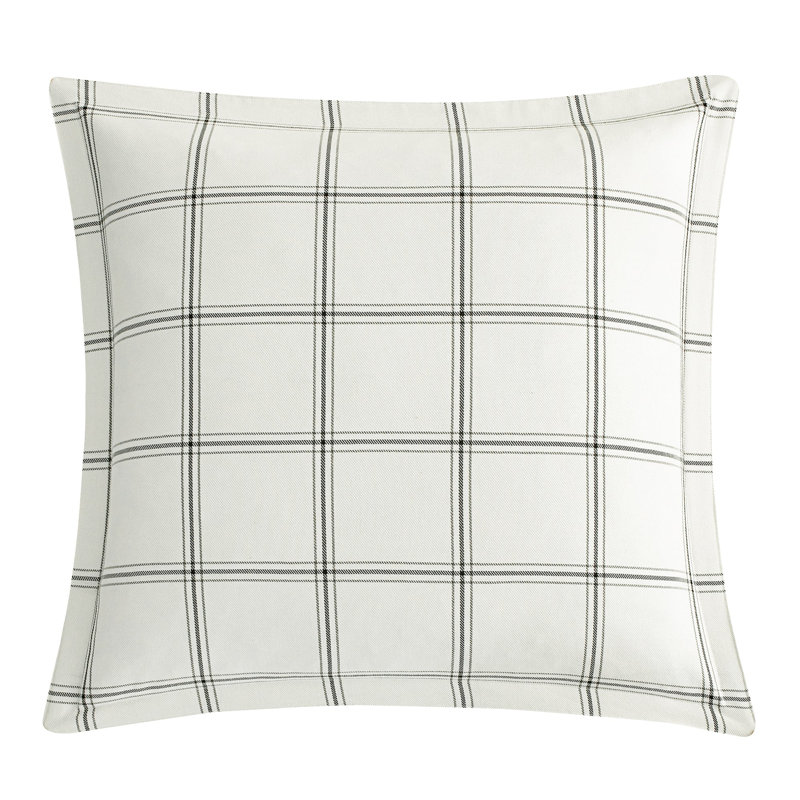 Windowpane Black/Hunter Green/White Polyester Piece Sham, White