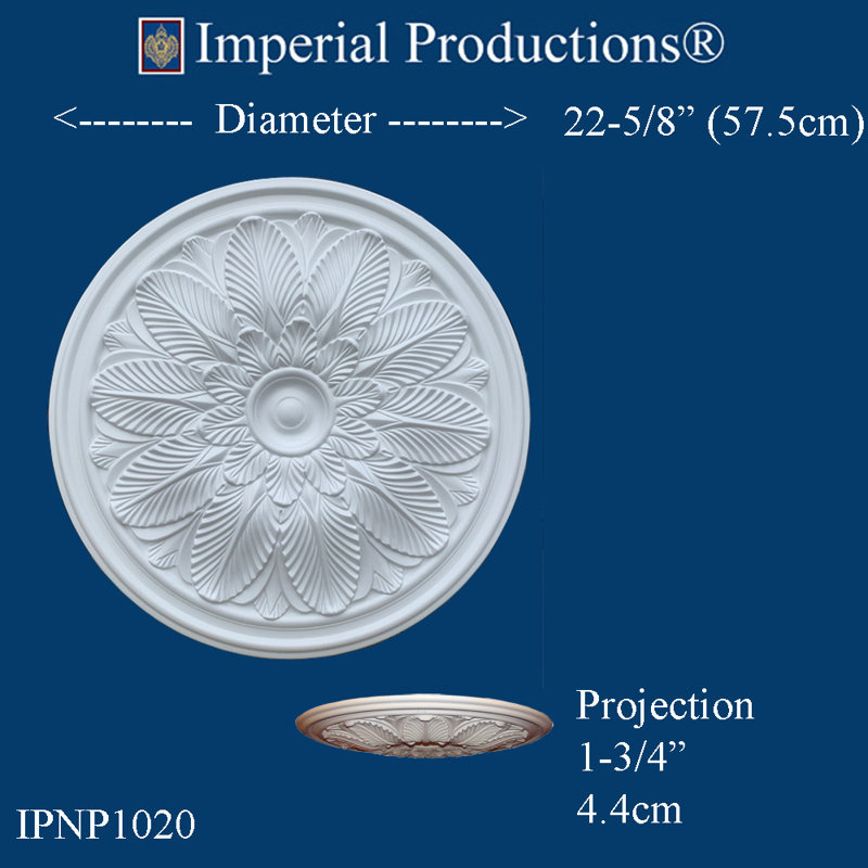 Médaillon de plafond H 23 po x l 23 po x P 1 1/2 po