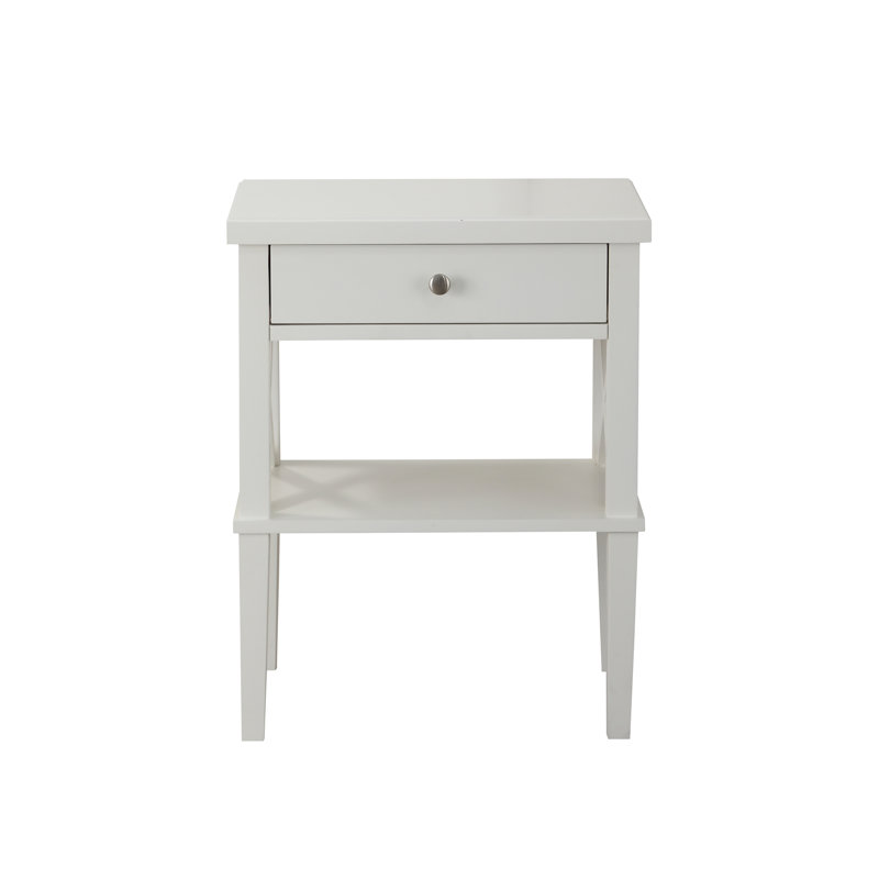 Table de chevet Midnight Elegance, Blanc / Blanc
