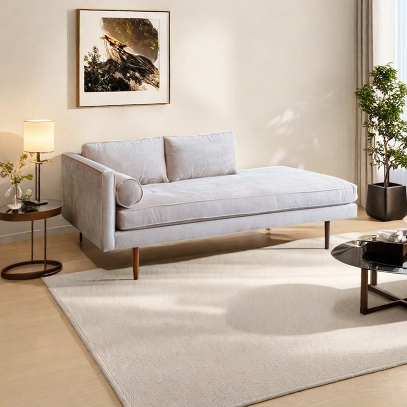 Fauteuil en velours léger et luxueux, Orienté à gauche (vu de face), Beige