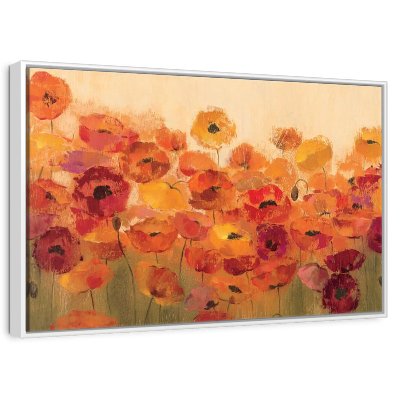 Coquelicots d'été, Cadre flottant blanc, 31 po x 21 po
