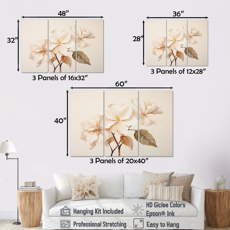 Whispers of Plumeria Flowers III - Ensemble d'art mural en toile Plumeria, H 28 po x l 36 po x P 1 po