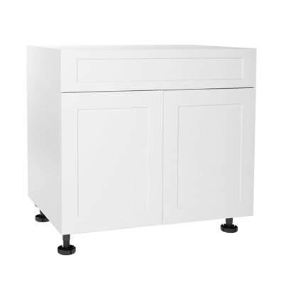 Everest Quick Assemble Modern Style, Shaker White 36 in. Sink Base Kitchen Cabinet, 2 Door